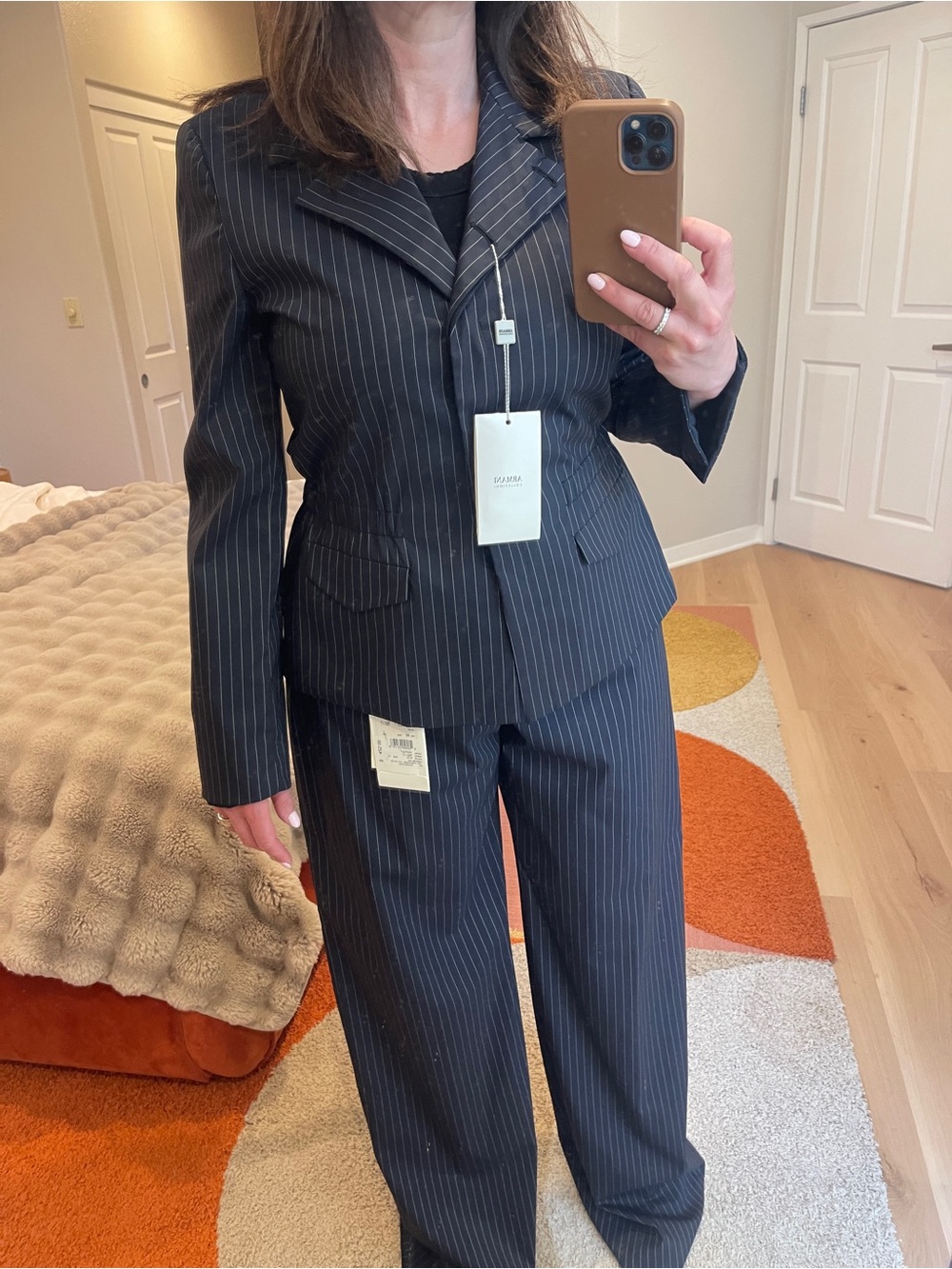Giorgio Armani Black Pinstripe Women's Pantsuit